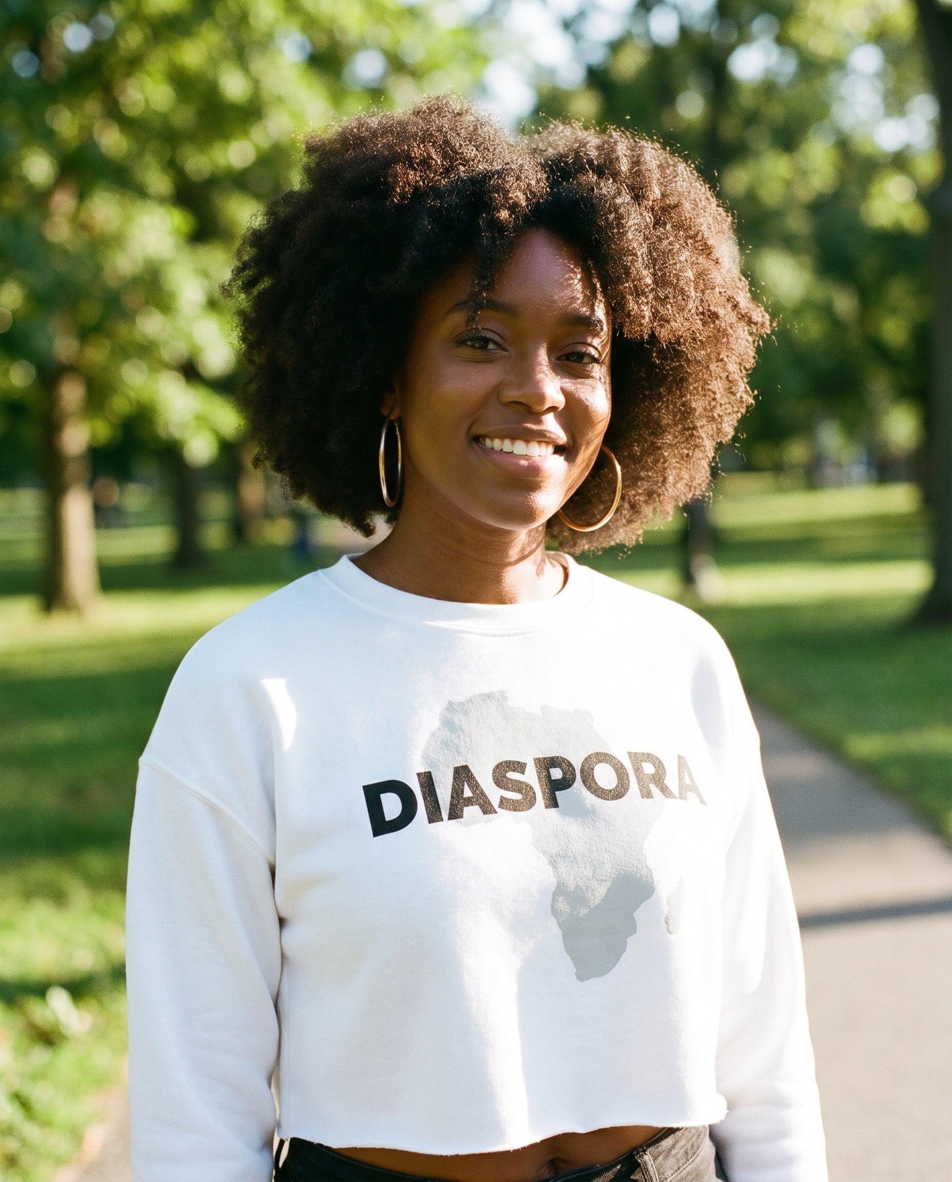 Diaspora White Crop Sweatshirt - lifestyle photo