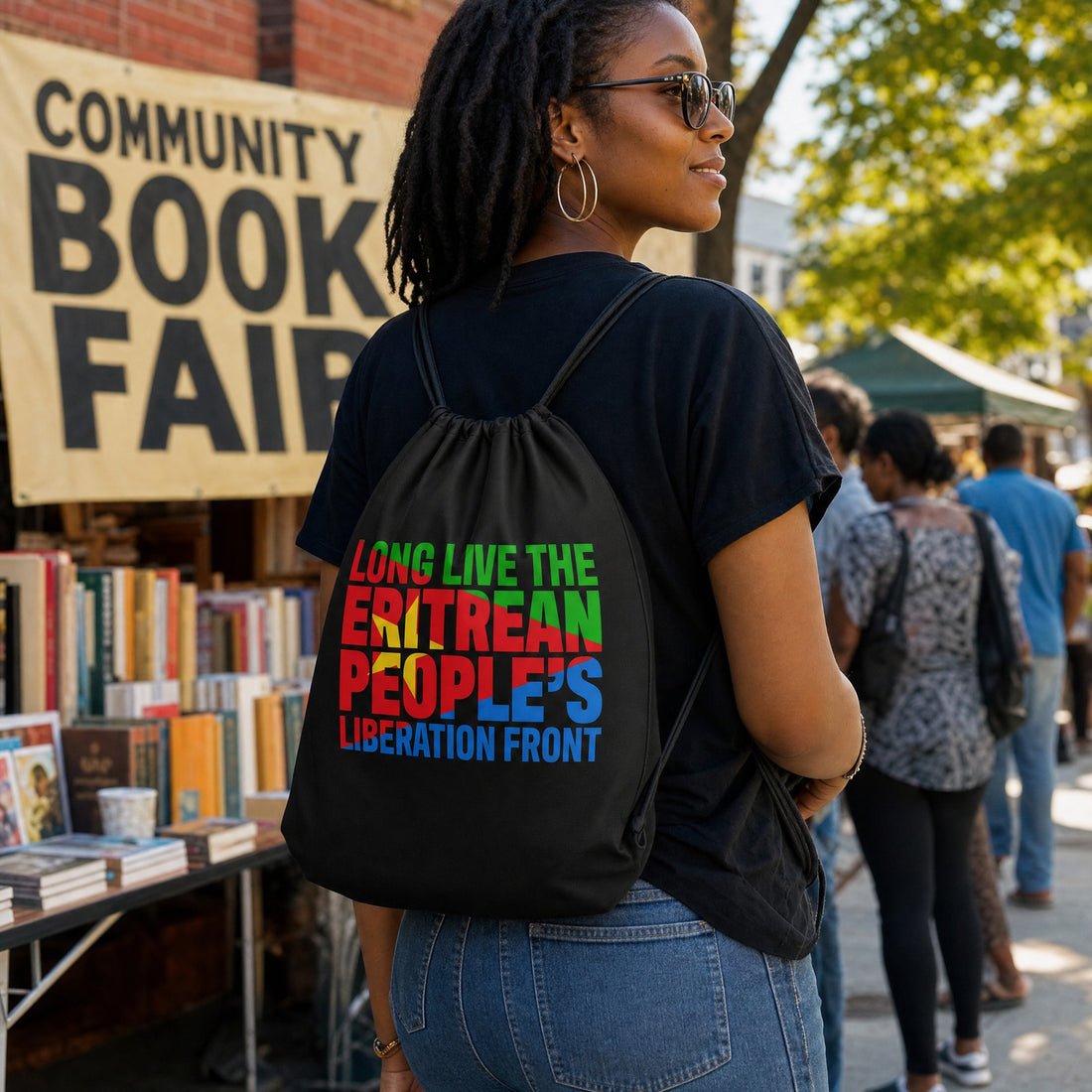 Eritrean People's Liberation Front Black Drawstring Bag - Origins Clothing