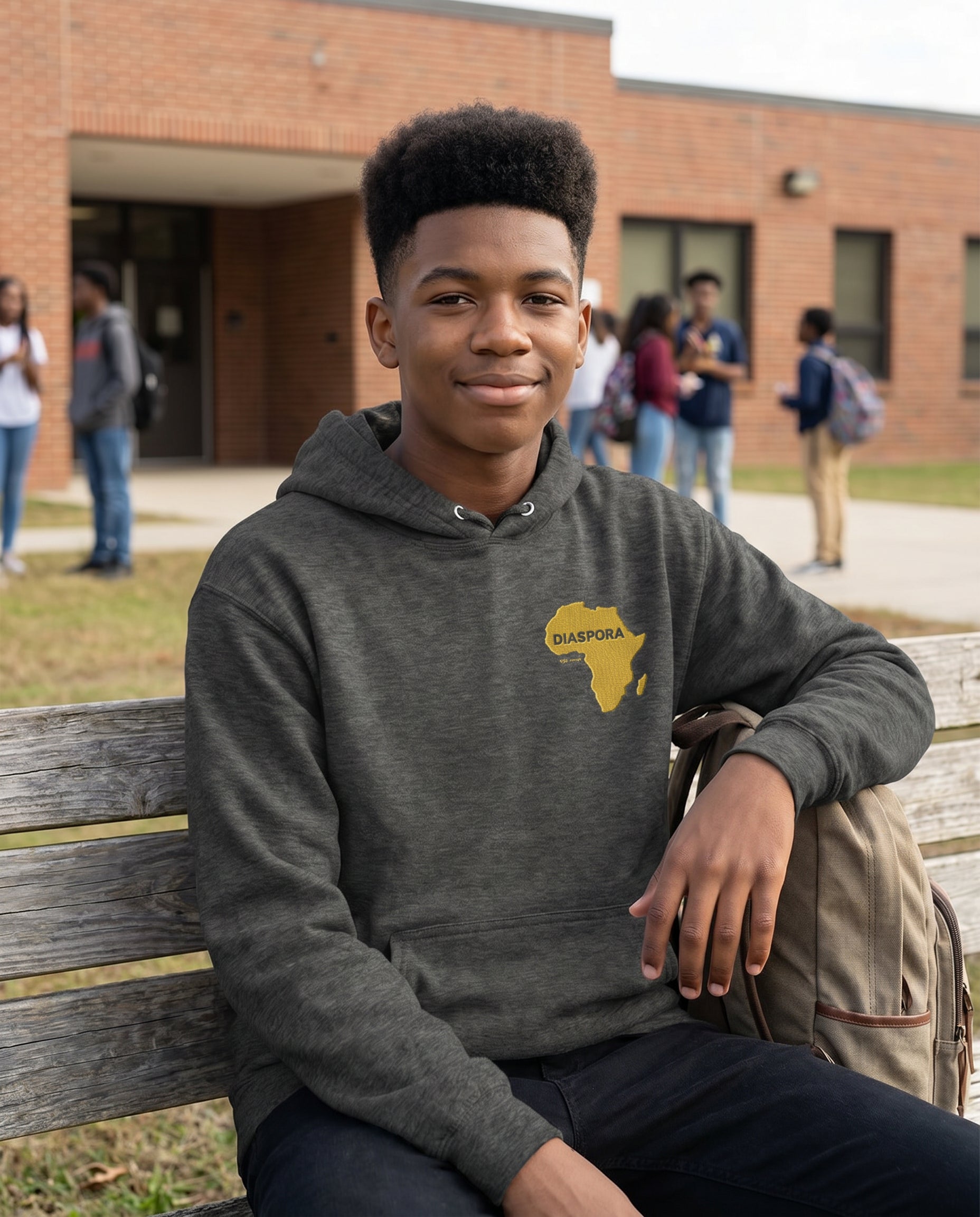 Diaspora Embroidered Hoodie — lifestyle photo | Origins Clothing Co