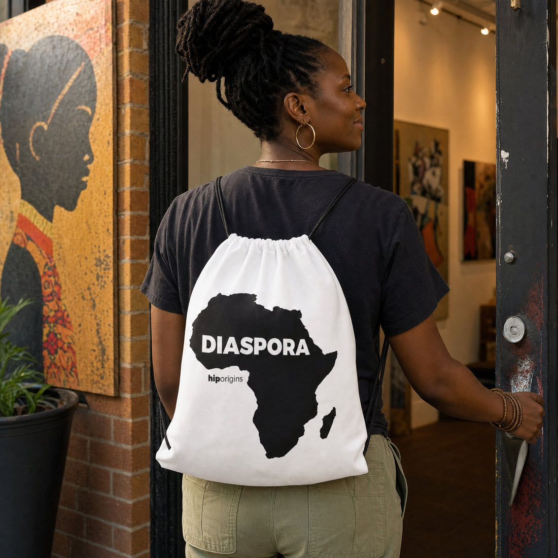 Diaspora Black Drawstring Bag - Origins Clothing
