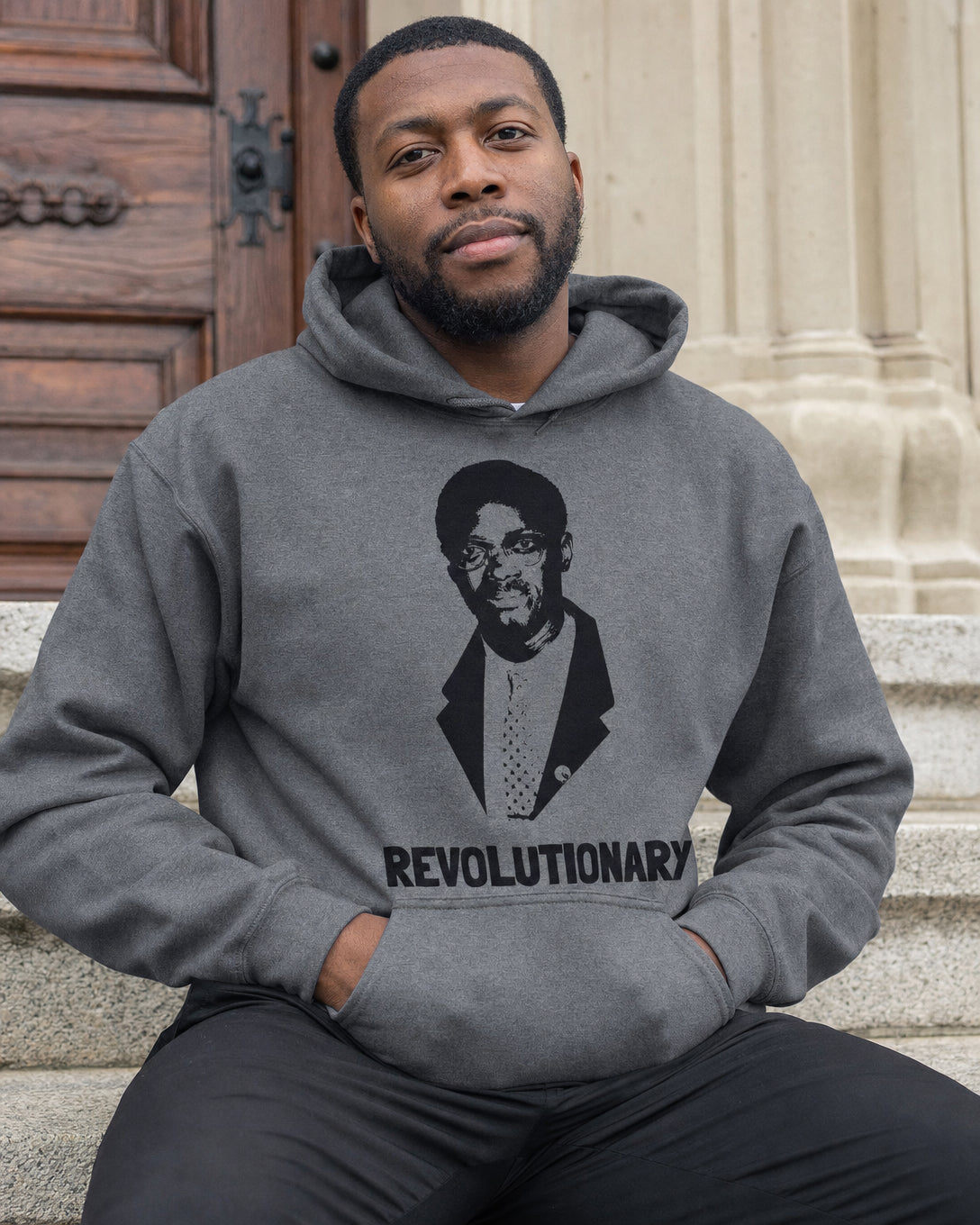 Revolutionary Lumumba Hoodie — lifestyle photo | Origins Clothing Co