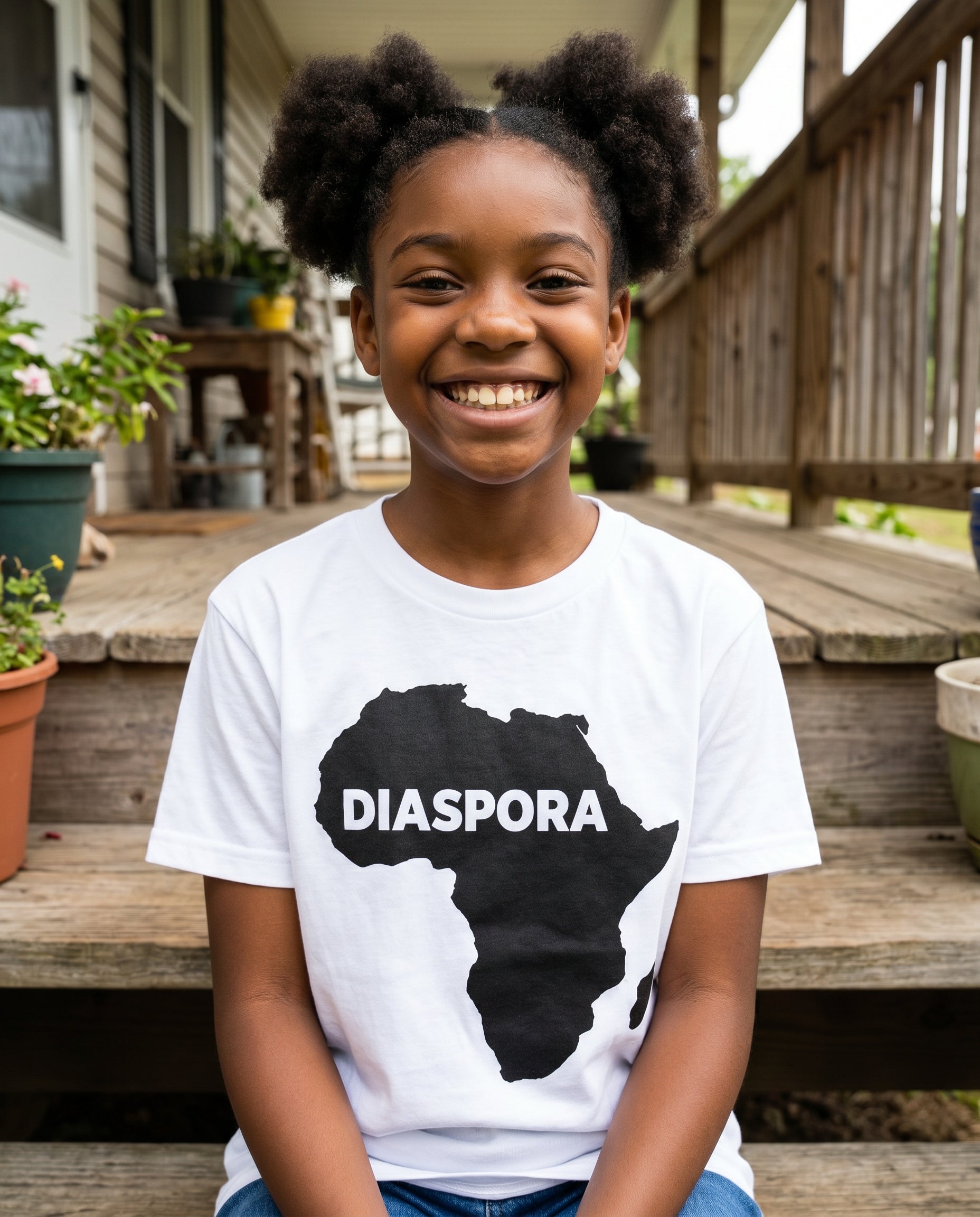 Diaspora White Youth T-Shirt - lifestyle photo